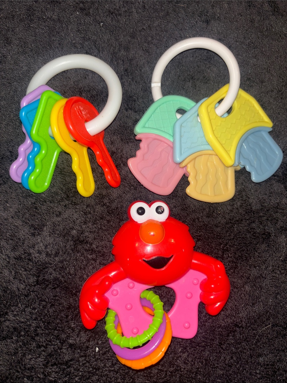 Vintage Colorful Baby Teething Toy Set - Red, Pink, Yellow, Green, Blue